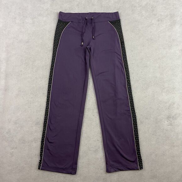 BCBG MAX AZRIA Track Pants Womens Medium Purple Rhinestone Logo Sweatpants - Picture 3 of 13